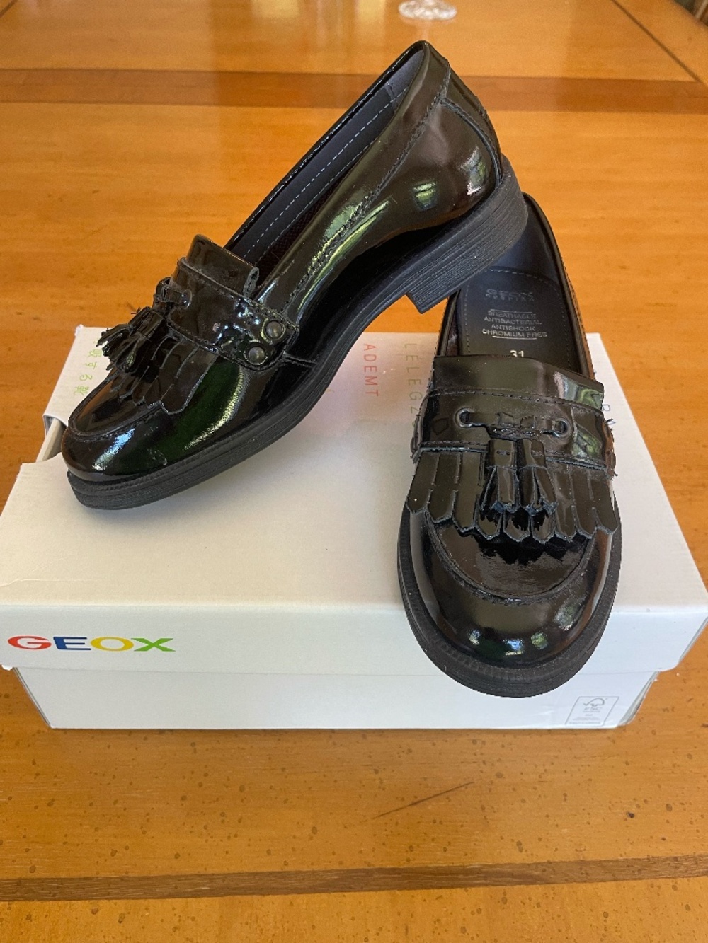 GEOX Patent Leather Girls Loafer with Tassel and Fringe